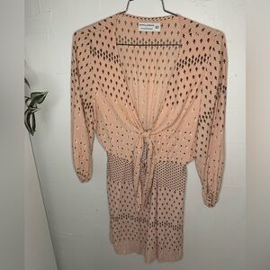 Faithfull The Brand x Anthropologie Trinidad Tie Front Peach Mini Dress size 6​